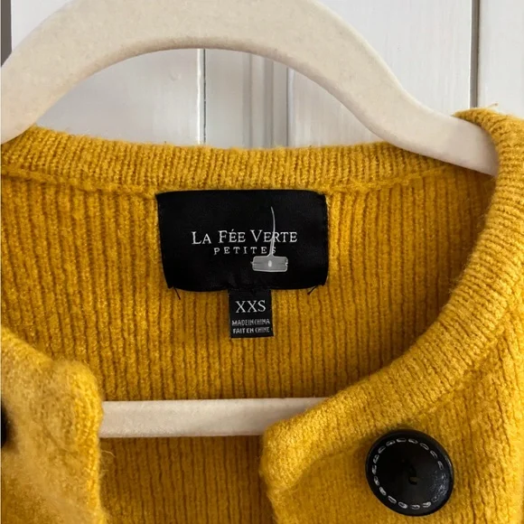 Anthropologie Le Fee Verte - open cardigan gold and cream XXS petite oversized - Picture 3 of 4